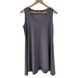 Sympli Tunic Top 8 Gray Sleeveless Scoop Neck A-Line Jersey Knit